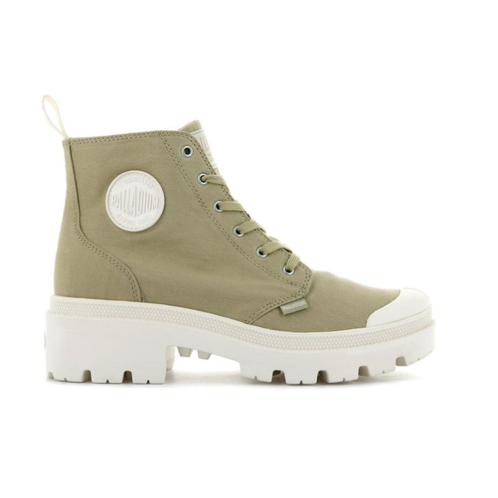 Bottes Palladium Pallabase Twill Femme Vert Olive | FR VFX098E